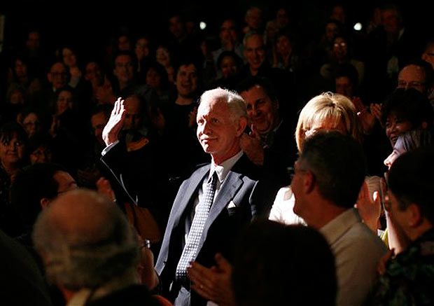 Captain Chesley Sullenberger waves to the audience of South Pacific.